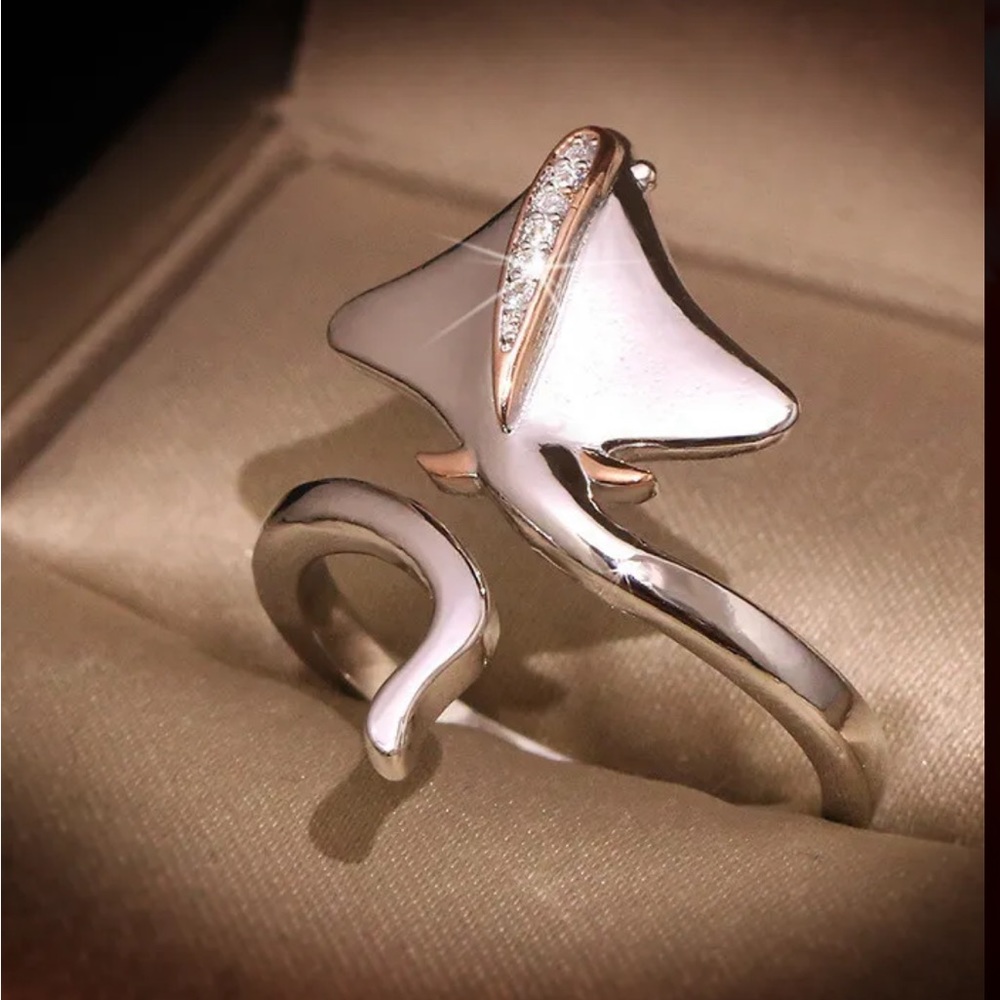 Stingray Silver Plated Rose Gold Two Tone Ring
